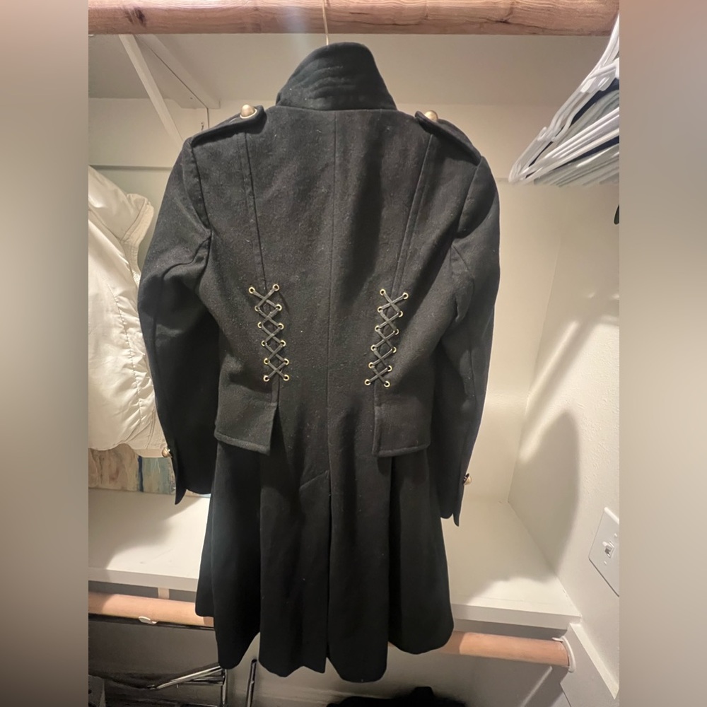 Black wool jacket gold button detail - Picture 7 of 11